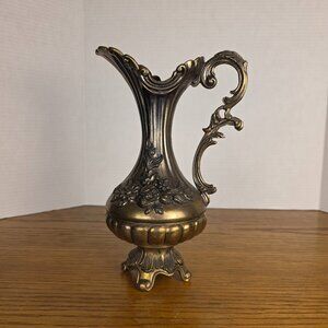 Vintage Italian Brass 9.8 inch tall Ewer Jug with Removable Pedestal Base